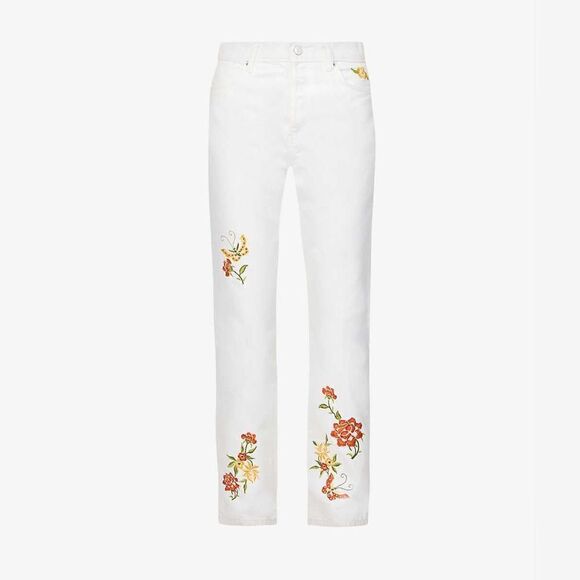 RARE! Reformation White Cynthia Straight Leg Mid Rise Denim Jeans - Picture 7 of 17